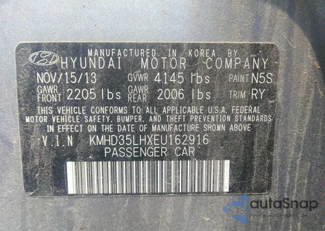 2014 Hyundai Elantra Gt Base W/Blue из США, поврежденный, VIN KMHD35LHXEU162916